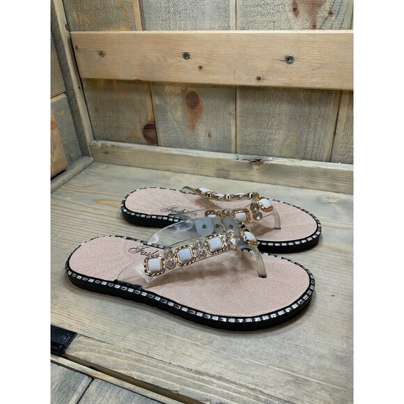 Shoes - US7 Bling Fashion Sandals Flats Rose Gold Toe Post